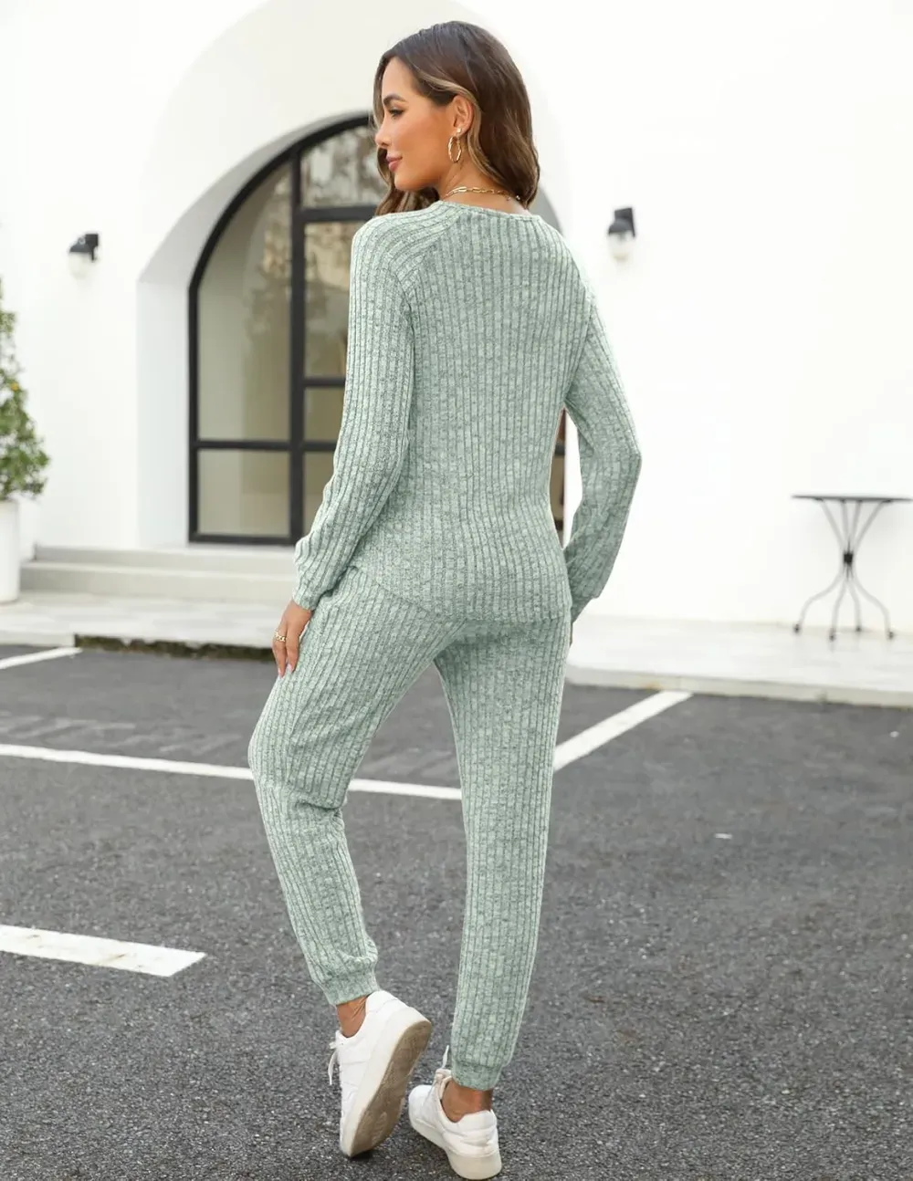 Two Piece Outfits for Women Lounge Sets Button Down Sweatshirt Sweatpants Sweatsuits Set with Pockets