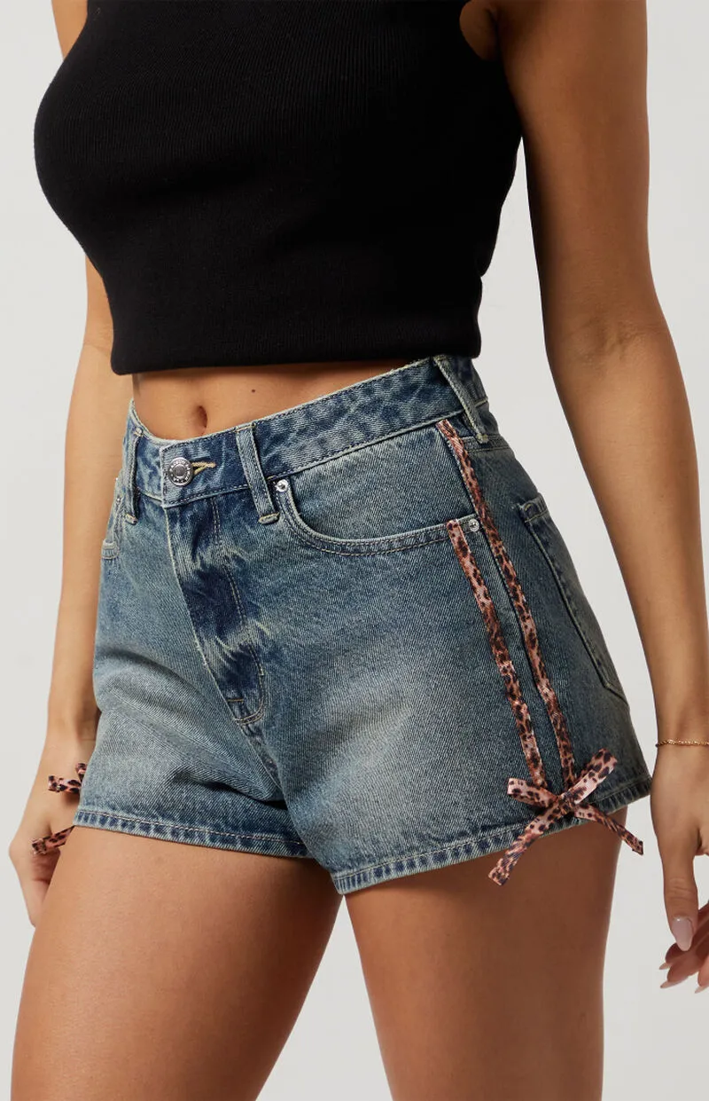 PacSun Cheetah Stripe High Waisted Denim Festival Shorts