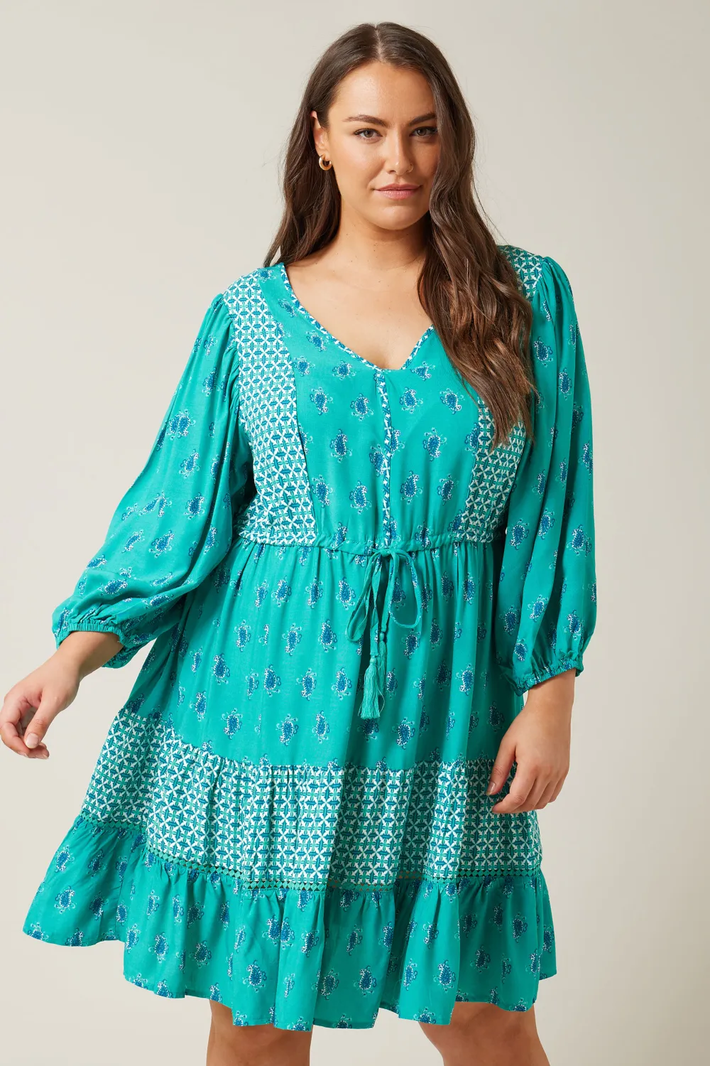 Evans Green Geometric Tunic Dress
