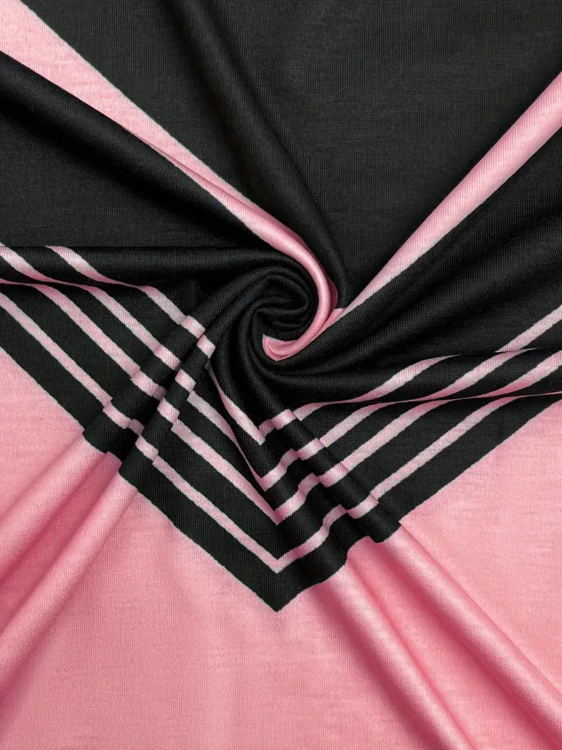 Striped Notched Neck T-shirt, Casual Long Sleeve Top For Spring & Fall, Women's Clothing