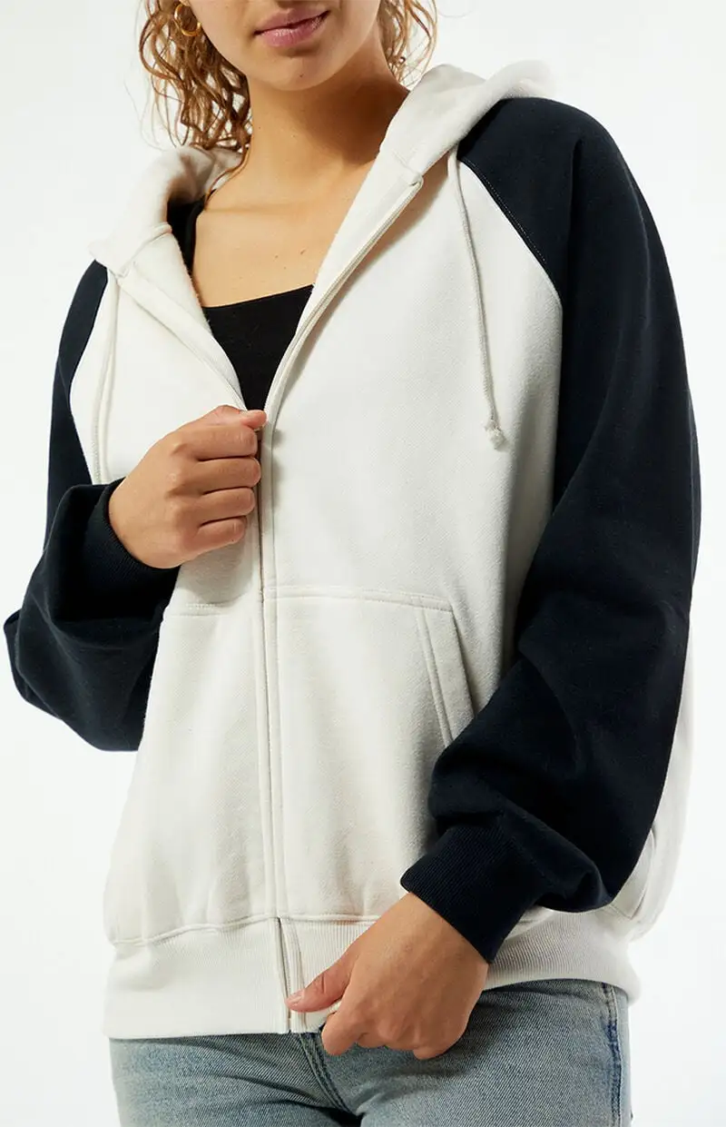 PacSun Colorblock Raglan Zip Up Hoodie