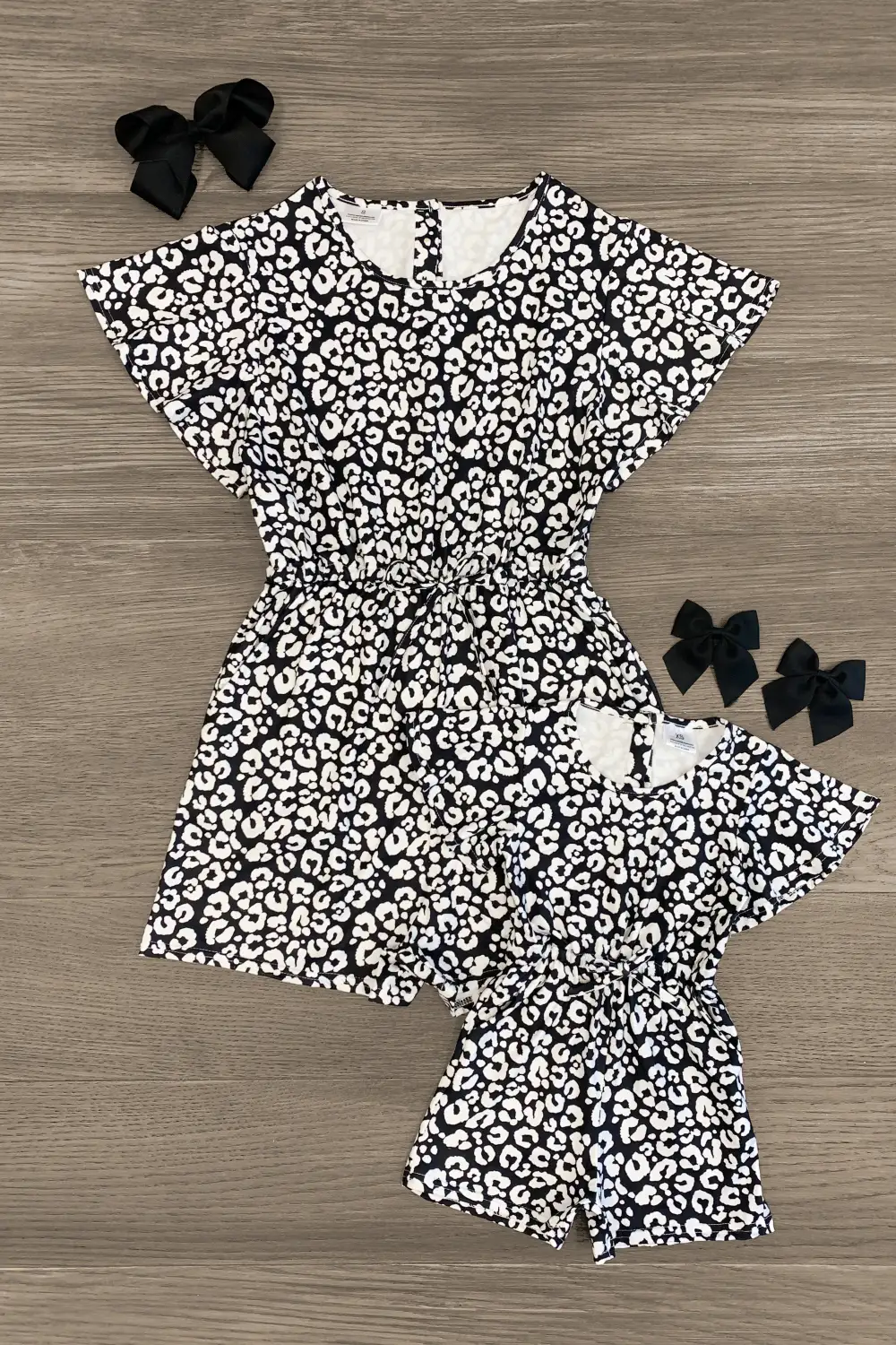 Mom & Me - Black & White Cheetah Romper