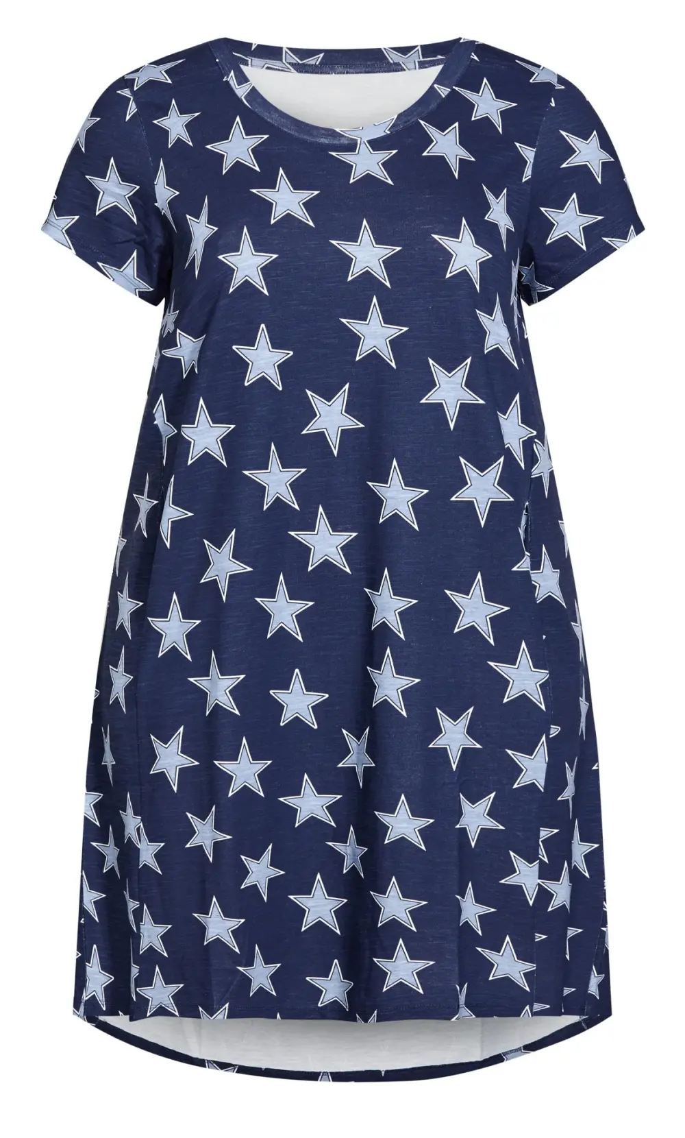 Evans Navy Blue Star Print Pocket Midi Dress