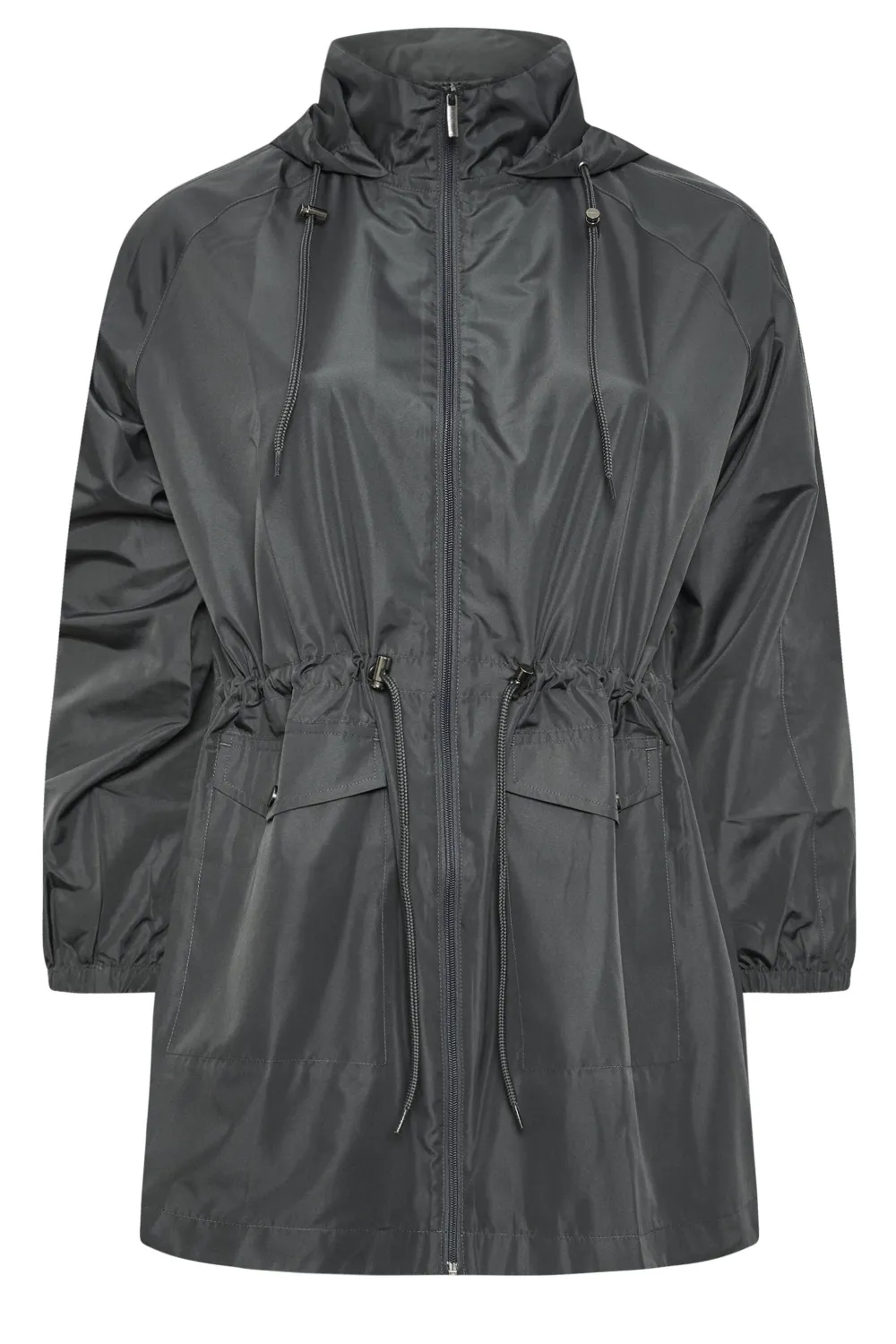 YOURS Curve Black Drawstring Lightweight Parka Jacket