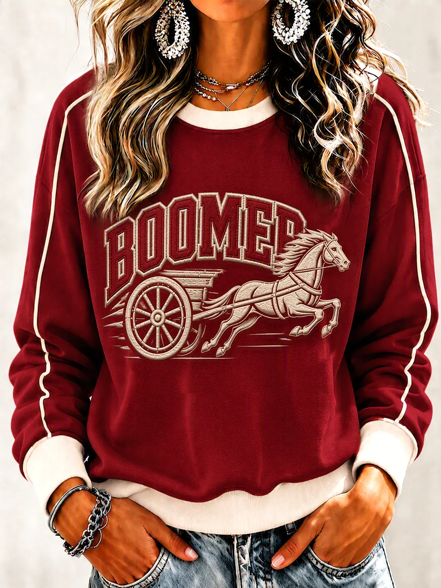 Women'S Retro Football Round Neck Sports Shirt