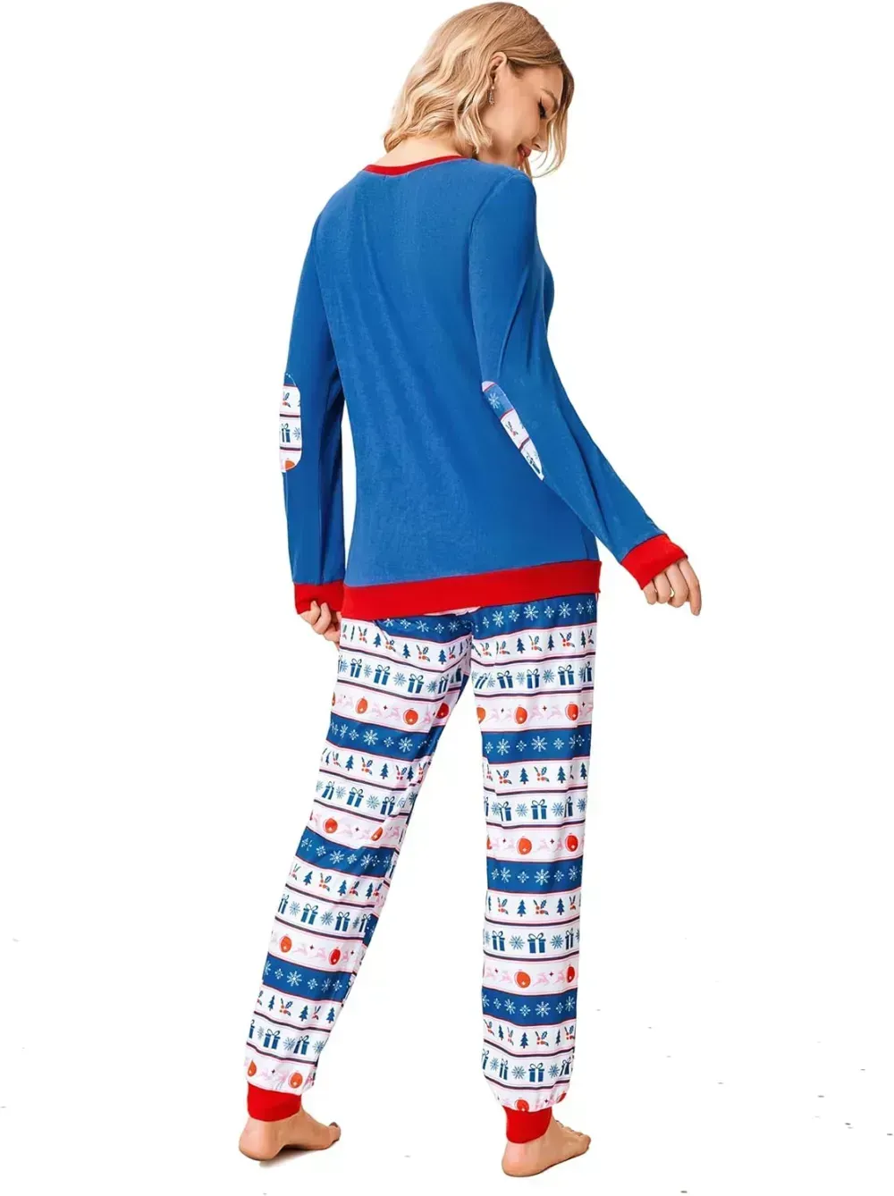 Women's Pajamas Sets Long Sleeve with Plaid Pants Soft Sleepwear O Neck 2 Piece Pjs Joggers Loung Set with Pockets