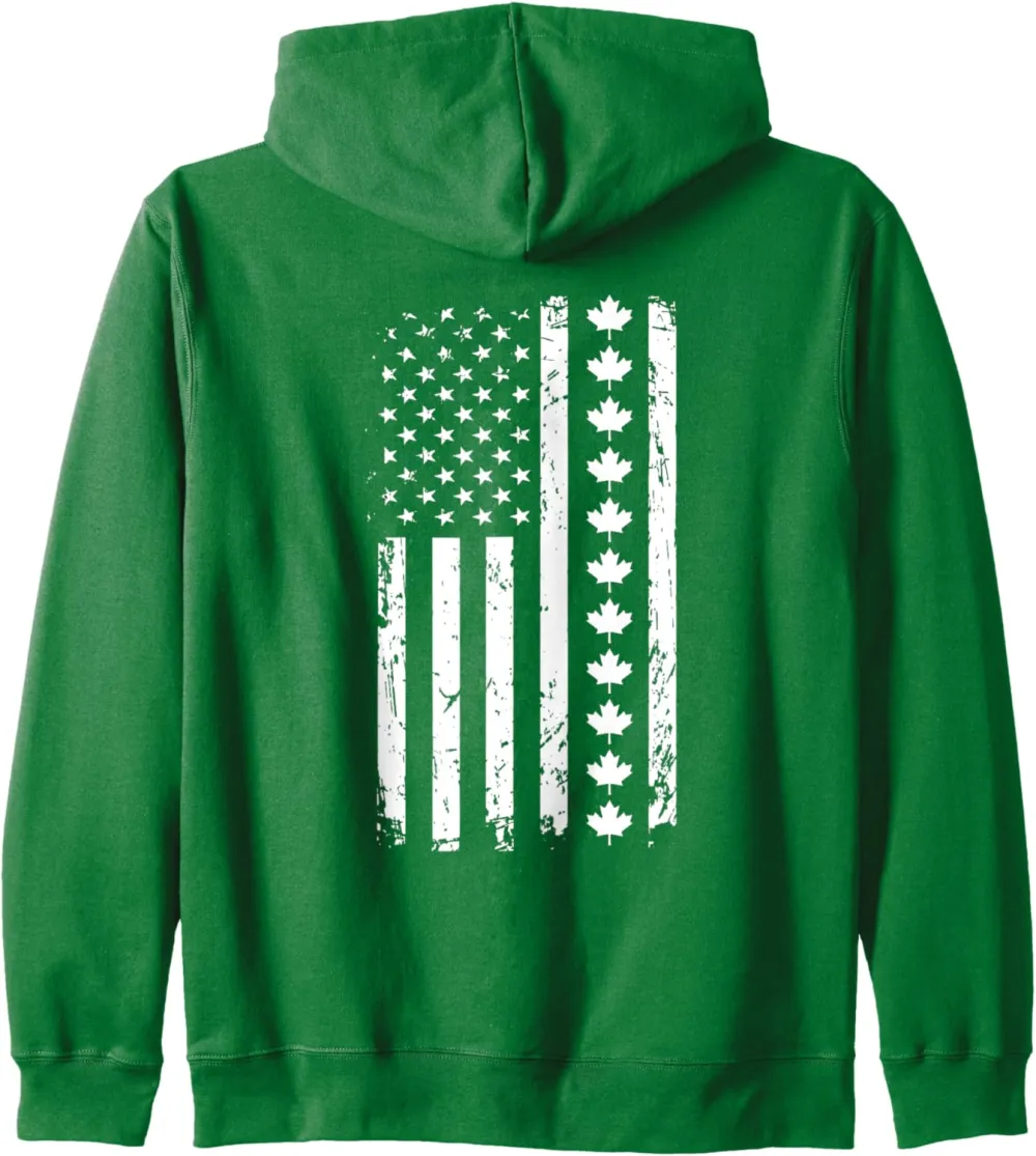 51st State Flag of America Oh Canada Welcome Maple Leaf Zip Hoodie