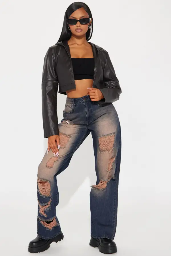 Main One Faux Leather Jacket - Brown