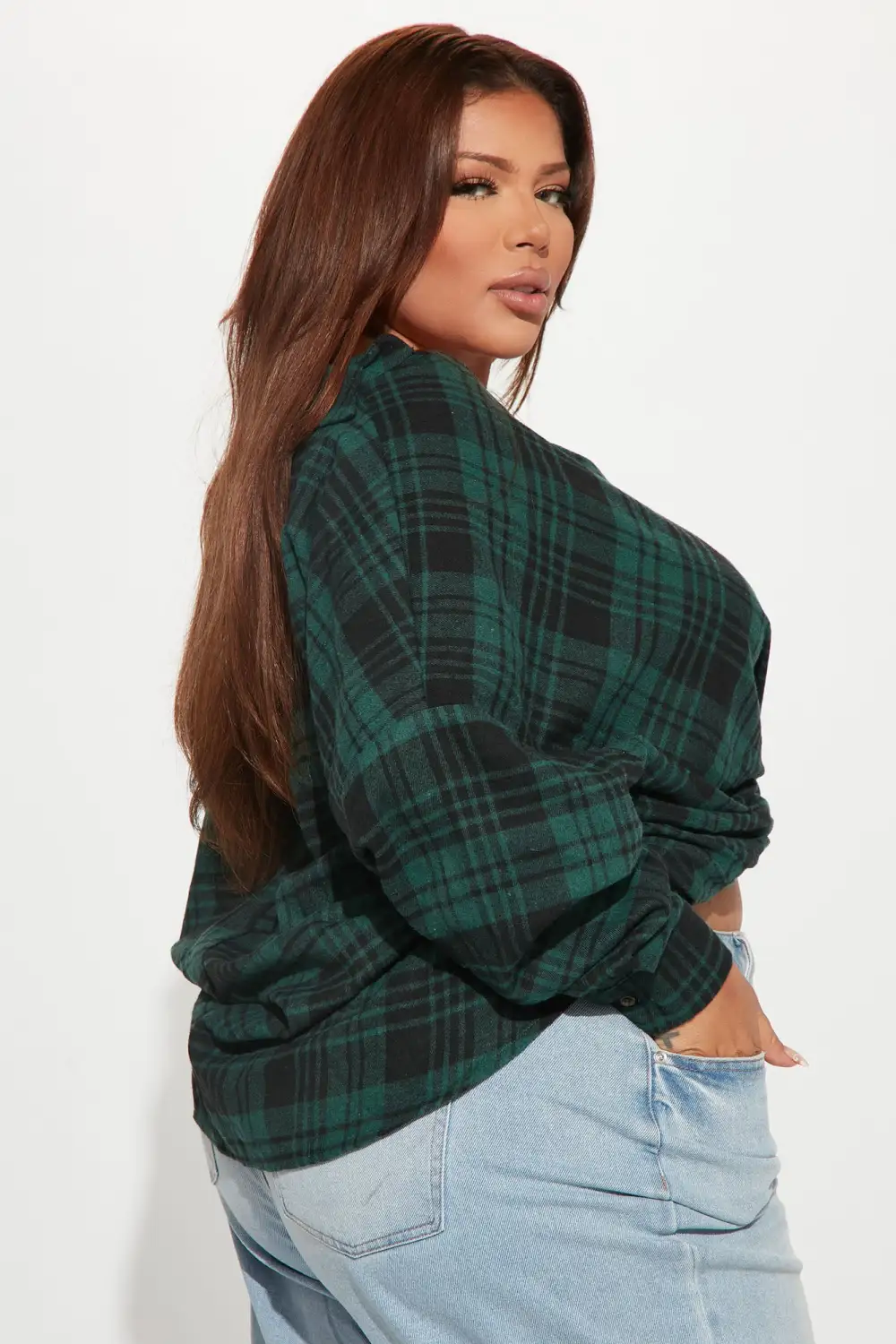 Maeve Twist Front Plaid Shirt - Hunter