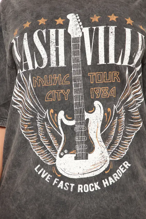 Nashville Party Tunic Top - Charcoal