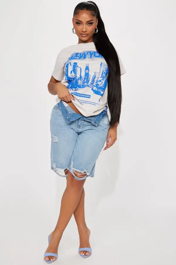 New York Night Life Graphic T-Shirt - Grey