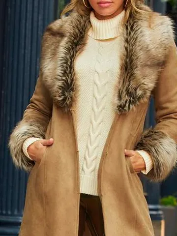 Suede Shawl Collar Casual Teddy Jacket