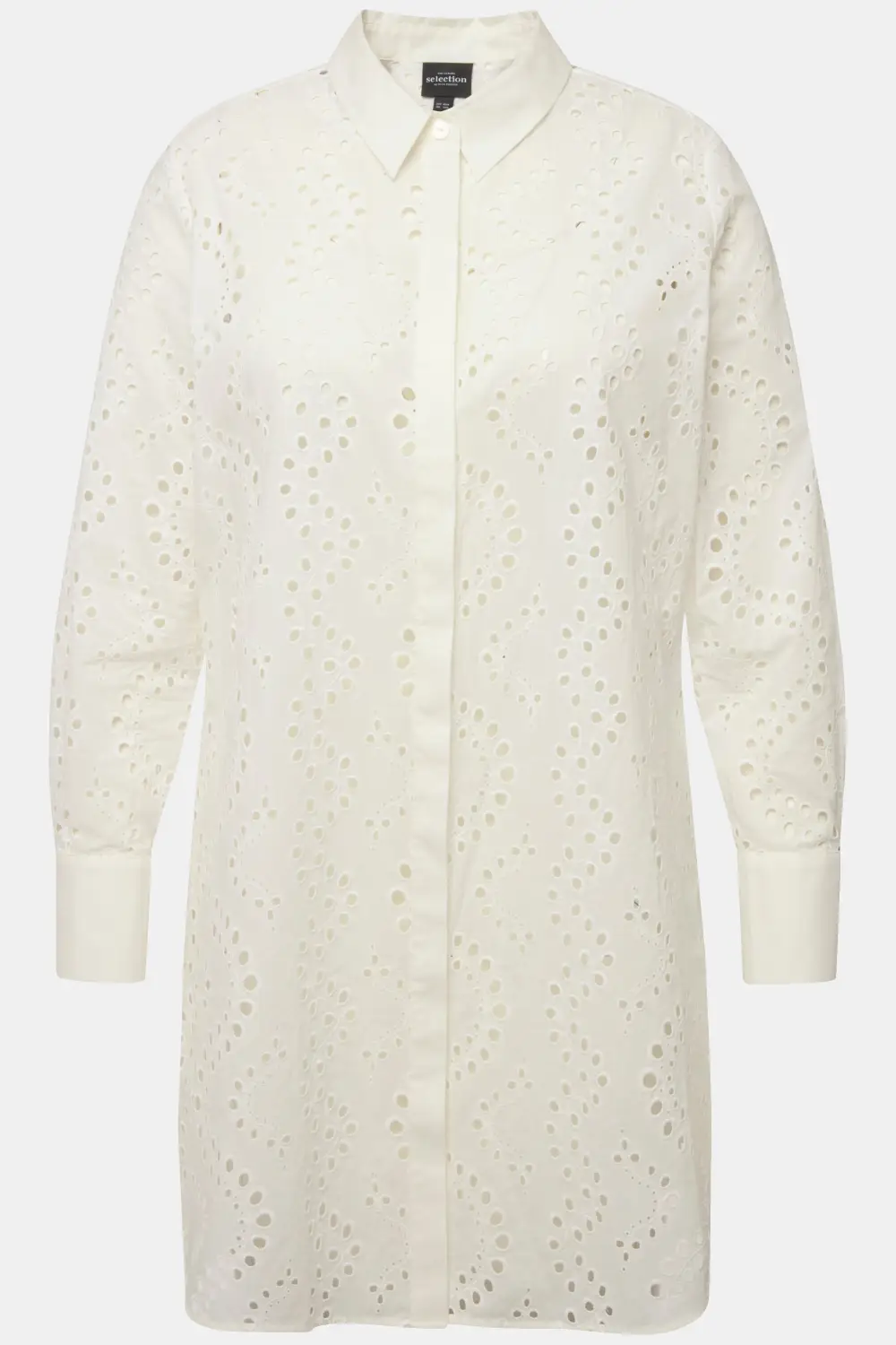 Longbluse, Lochstickerei, Hemdkragen, Langarm