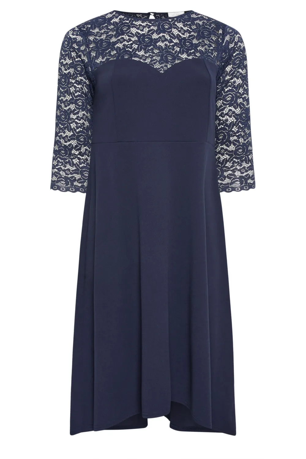 YOURS LONDON Curve Navy Blue Lace Sweetheart Dress