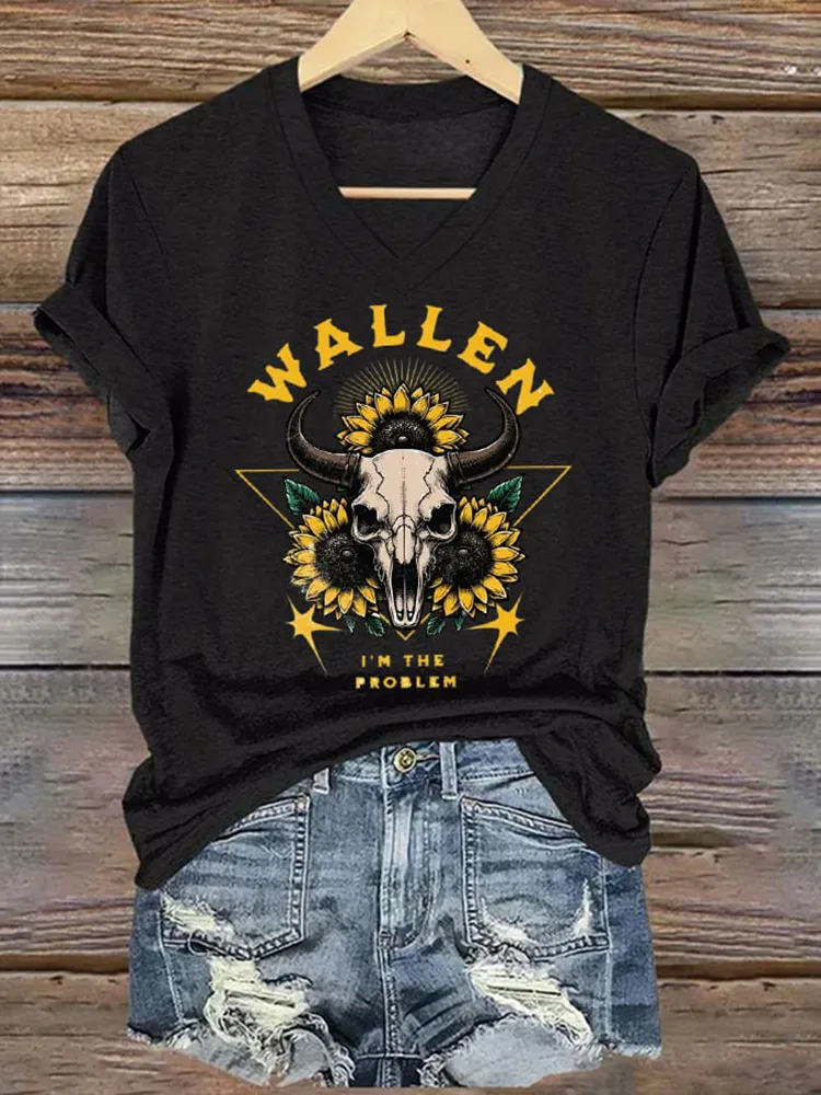 Wallen I'M The Problem Printed V-Neck Short-Sleeved T-Shirt