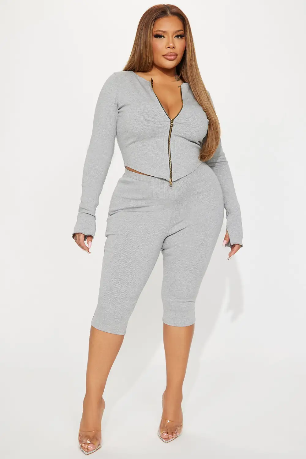 Eliza Snatched Pant Set - Heather Grey