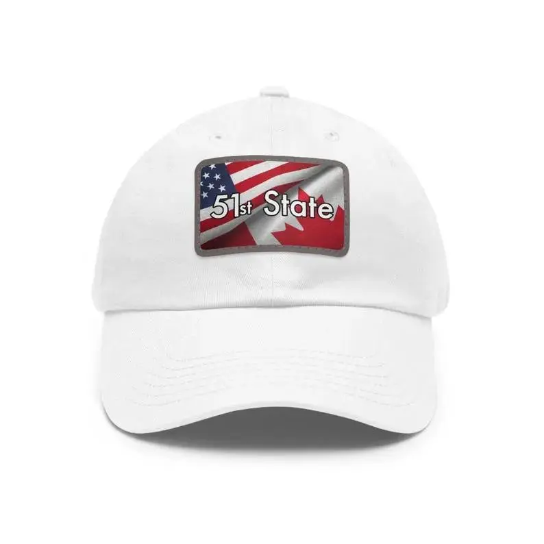 51st State USA and Canada dad hat with rectangle leather patch