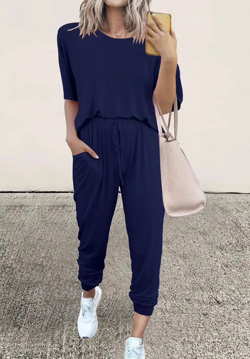 Two Piece Outfit Short Sleeve  Pullover Tops Tracksuits
