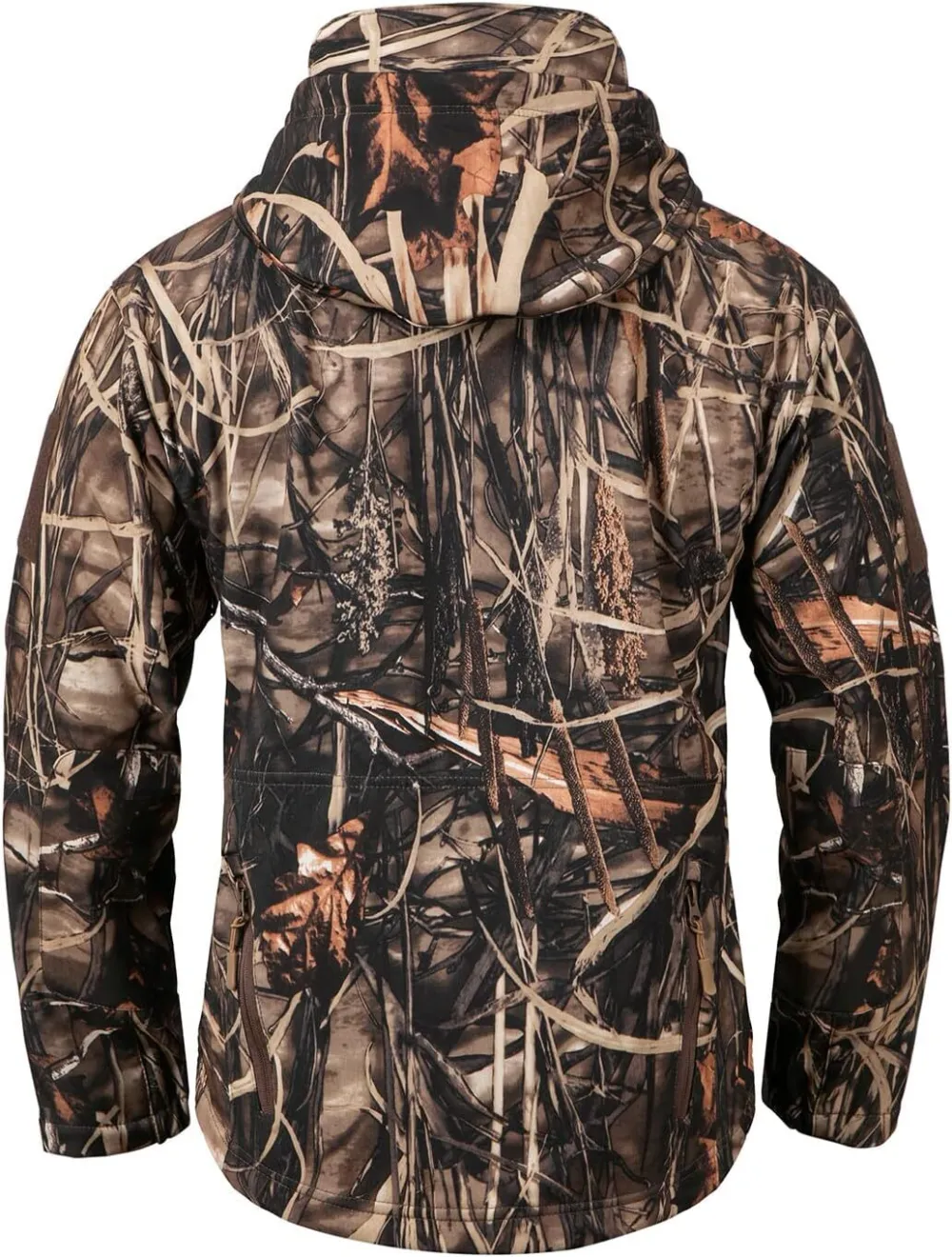 Men's Camo Quiet Hunting Jacket Waterproof Softshell Fleece Lined Camouflage Outdoor Hiking Fishing Coat