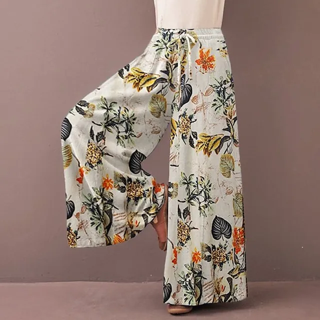 Women's Culottes Wide Leg Gauchos Pants Trousers Full Length Side Pockets Baggy Mid Waist Fashion Casual Weekend Yellow Red S M Summer Spring &  Fall
