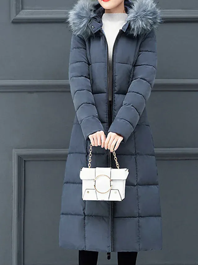 Women's Parka windbreaker hooded jacket casual full zipper pocket