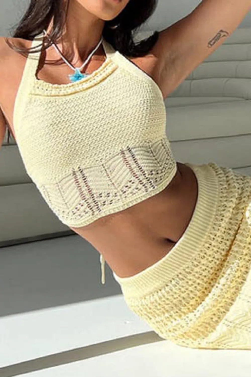Sleeveless tube top cropped high waisted long skirt suit