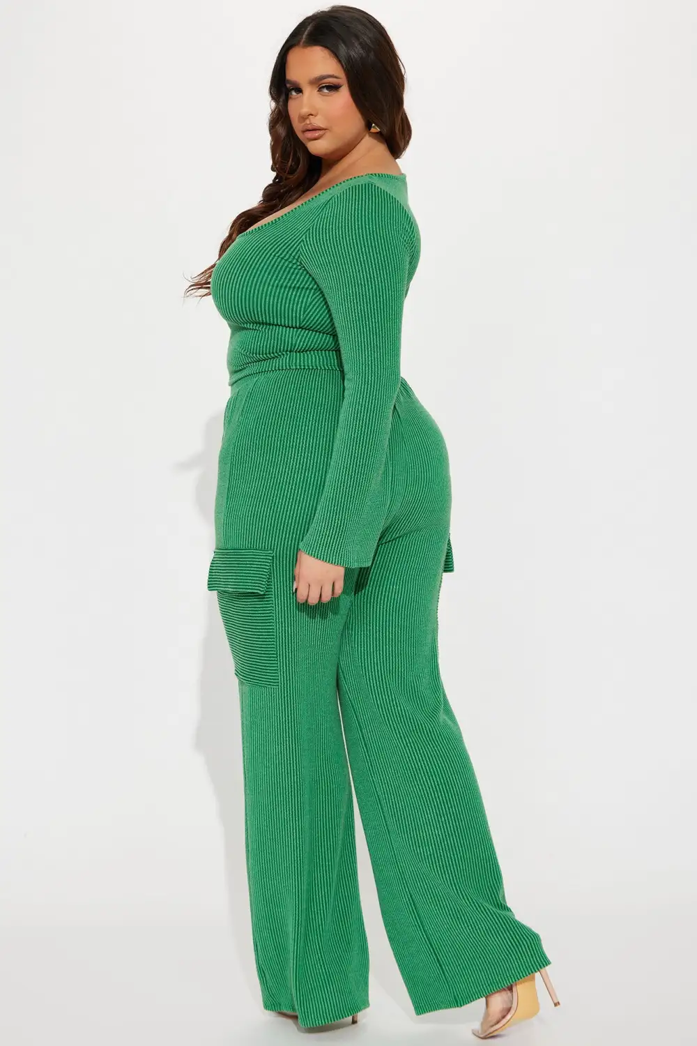 Nobody Like Me Ribbed Pant Set - Green
