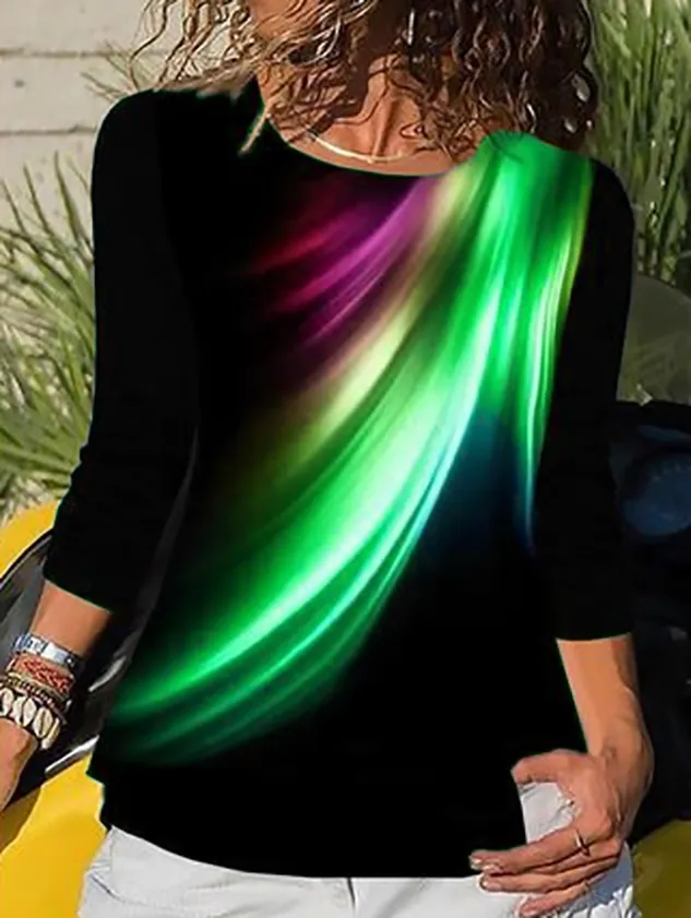 Women Summer Boho Sweet Long Sleeve Casual  Tops