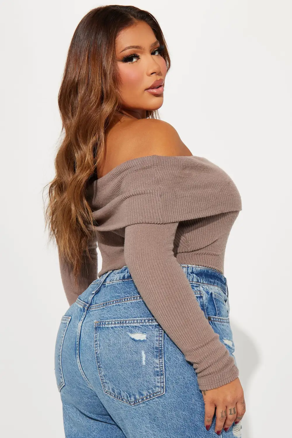 Rosa Off Shoulder Bodysuit - Grey