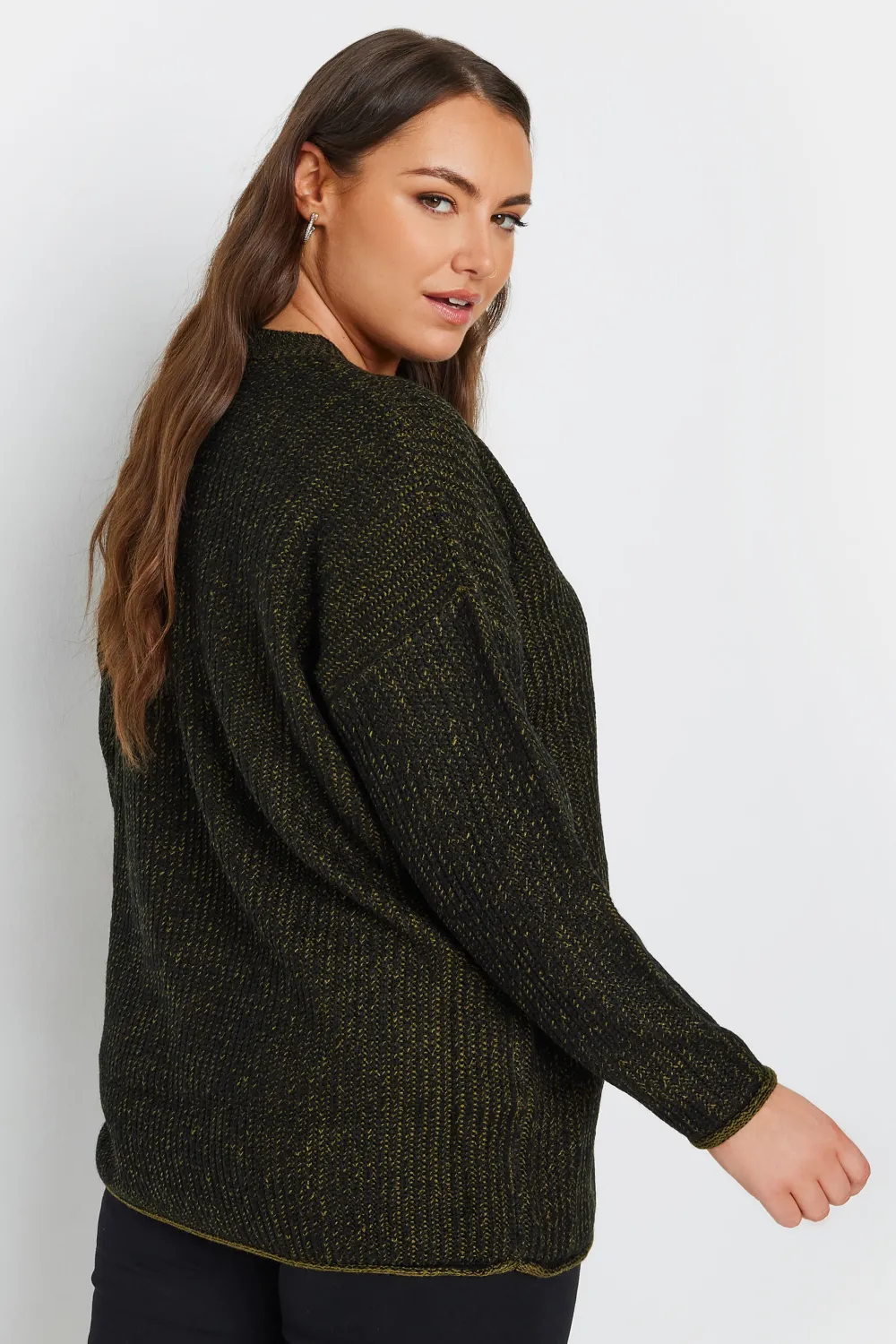 YOURS Curve Grey Drop Shoulder Knitted Jumper