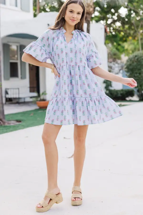 Let It Shine Periwinkle Floral Babydoll Dress