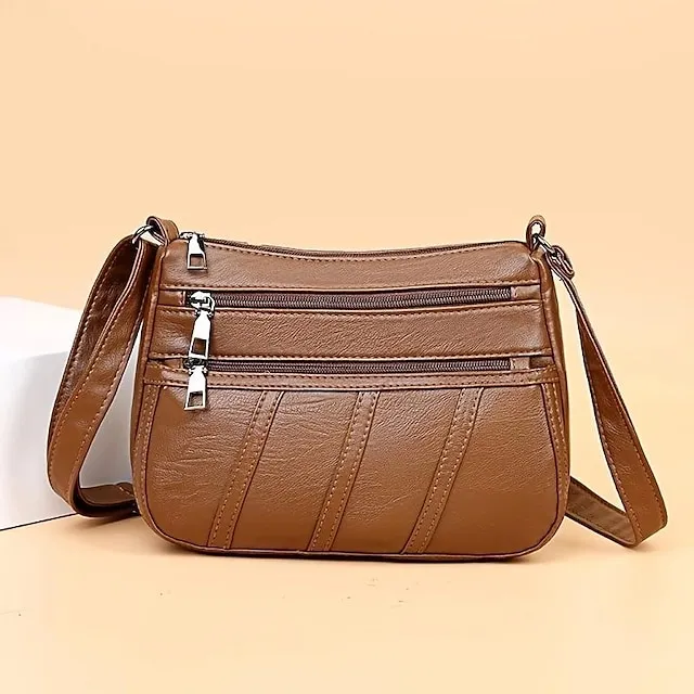 Women's Crossbody Bag Shoulder Bag Mobile Phone Bag PU Leather Shopping Daily Adjustable Large Capacity Lightweight Solid Color Black Brown