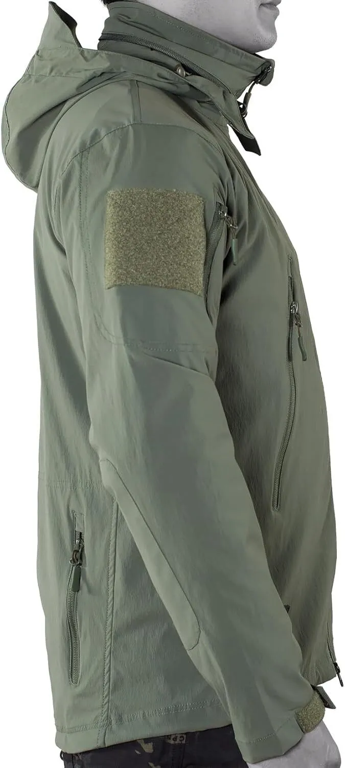 Mens Tactical Soft Shell Full Zip Jacket Lightweight Black Army Combat Coat Special Ops Airsoft Gear