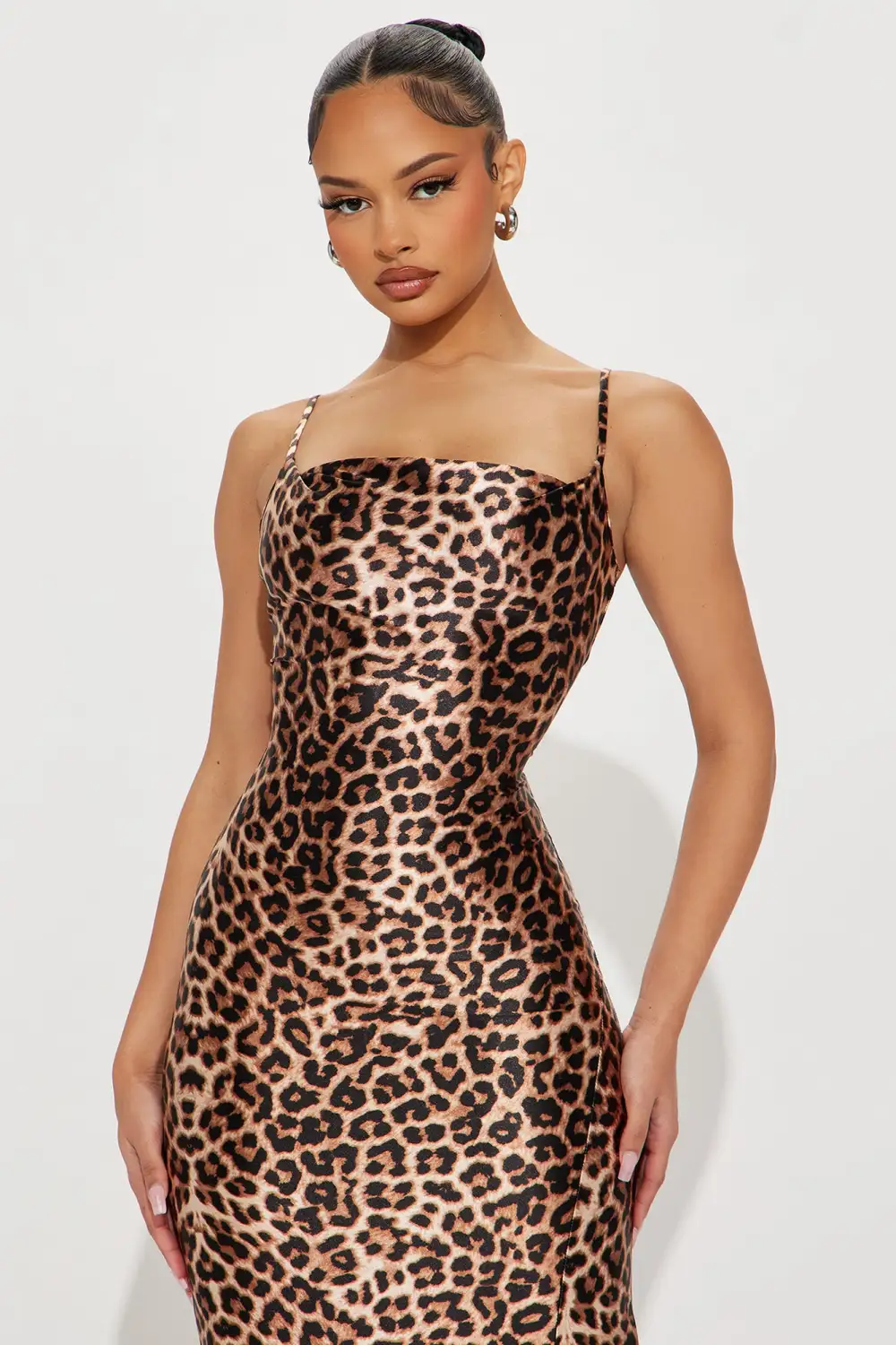 In My Element Satin Maxi Dress - Leopard
