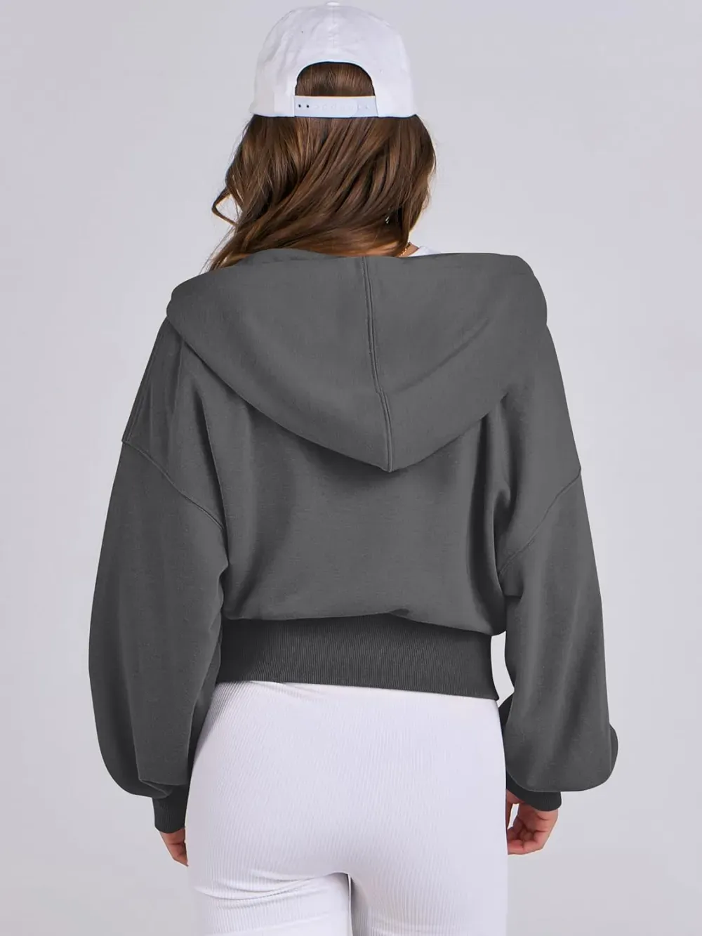 Women's Zip Up Hoodies Cropped Sweatshirts Full Zip Jackets Casual Fashion Fall Outfits Winter Clothes