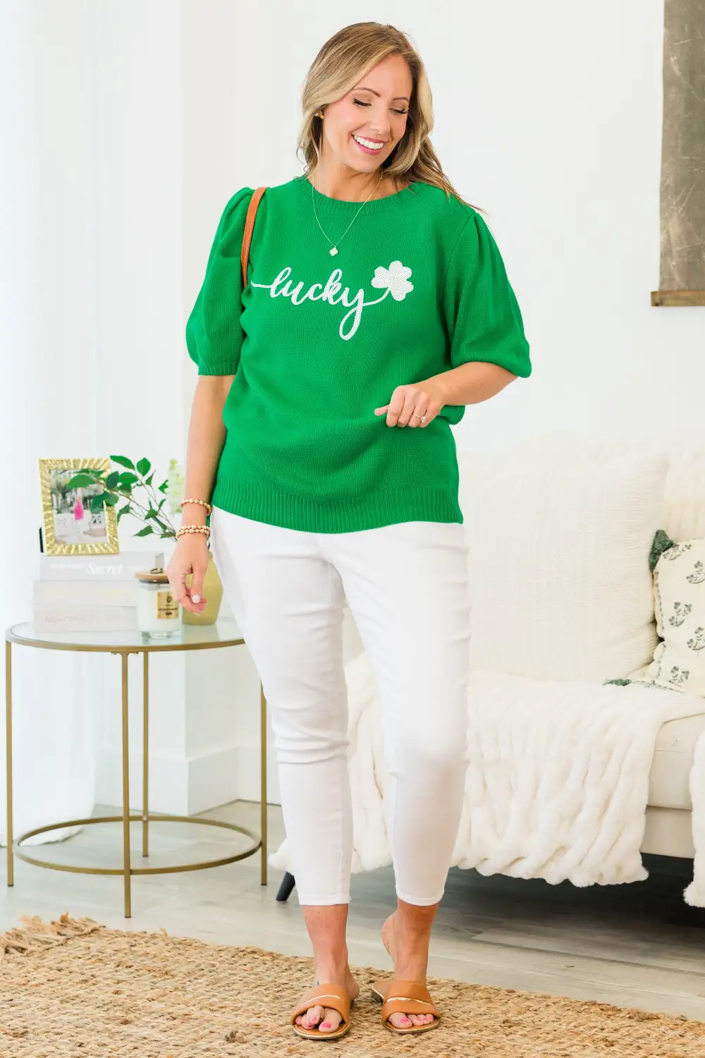 Lucky To Be Here Sweater, Kelly Green
