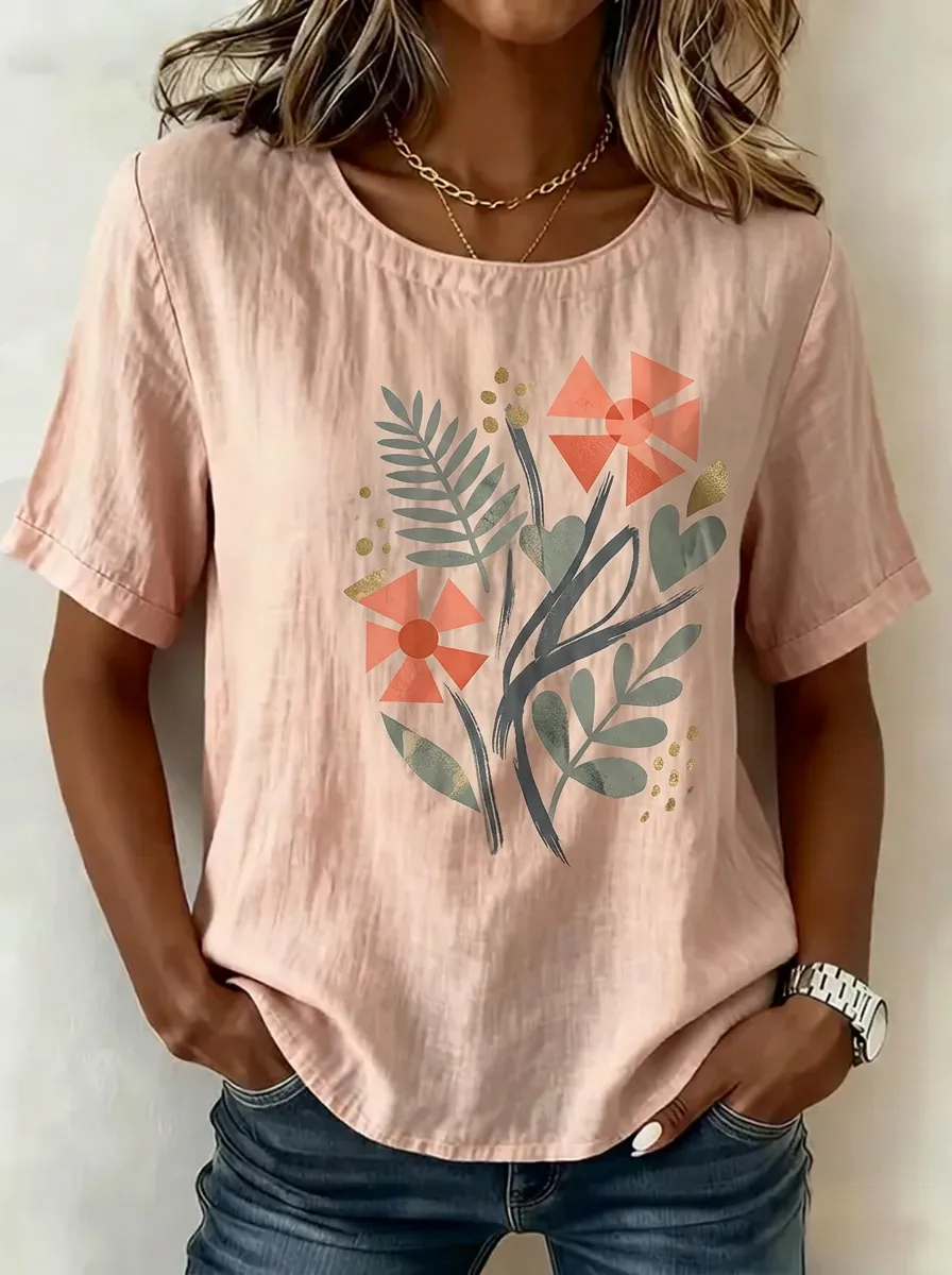 Women's Nashville Floral Botanical Printed T-shirt