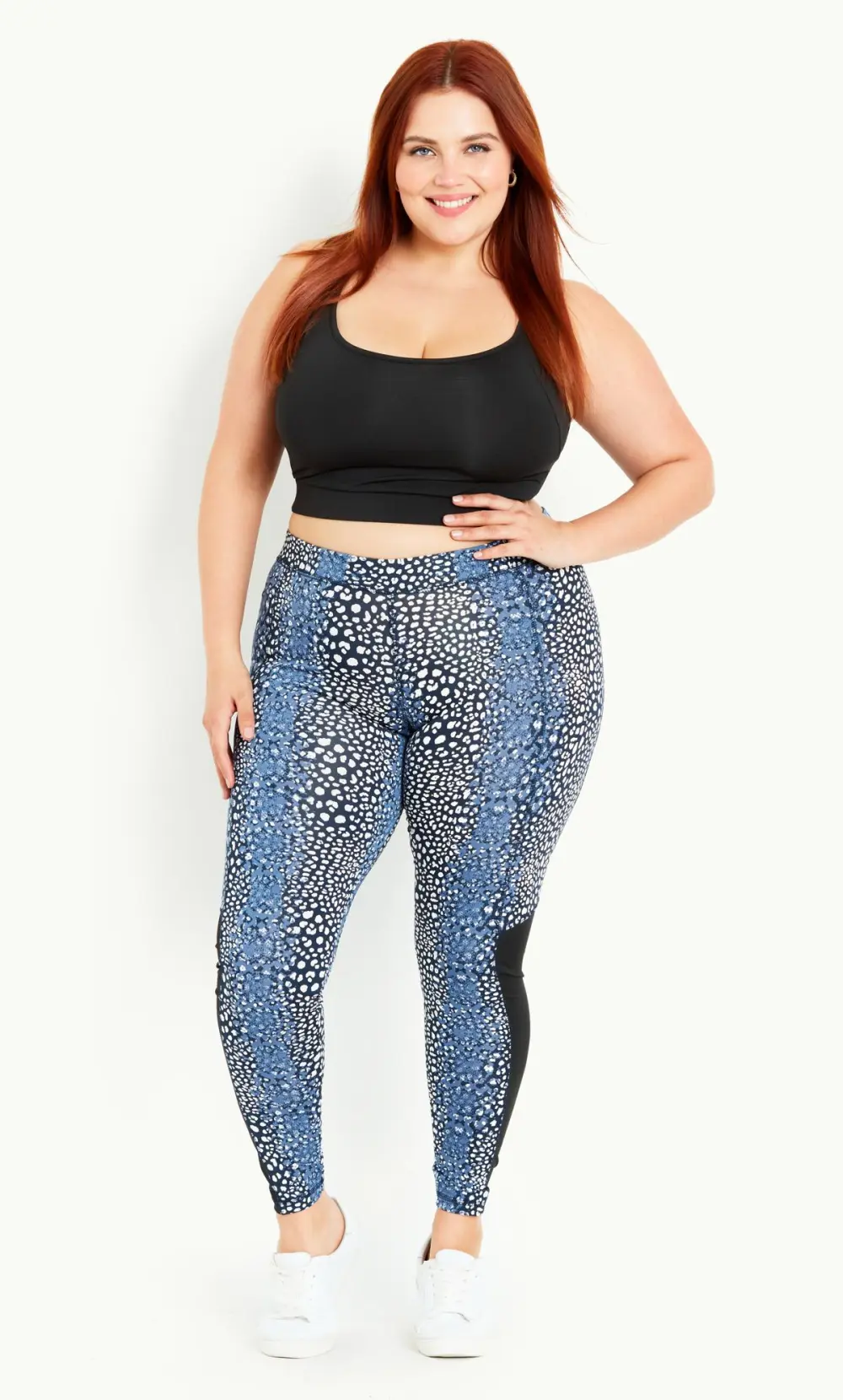 Evans Black & Blue Animal Print Active Legging