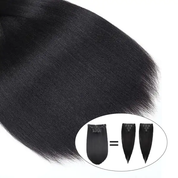Double Drawn Yaki Straight Clip In Hair Extensions Human Hair Clip Ins 120g 8pcs With 18 Clips