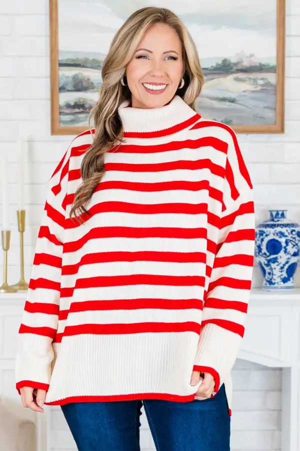 Striped Moments Sweater, Red