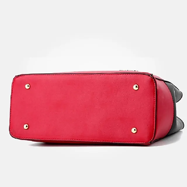 Women's Handbag Crossbody Bag Satchel Top Handle Bag PU Leather Daily Zipper Chain Solid Color Color Block Wine Black White