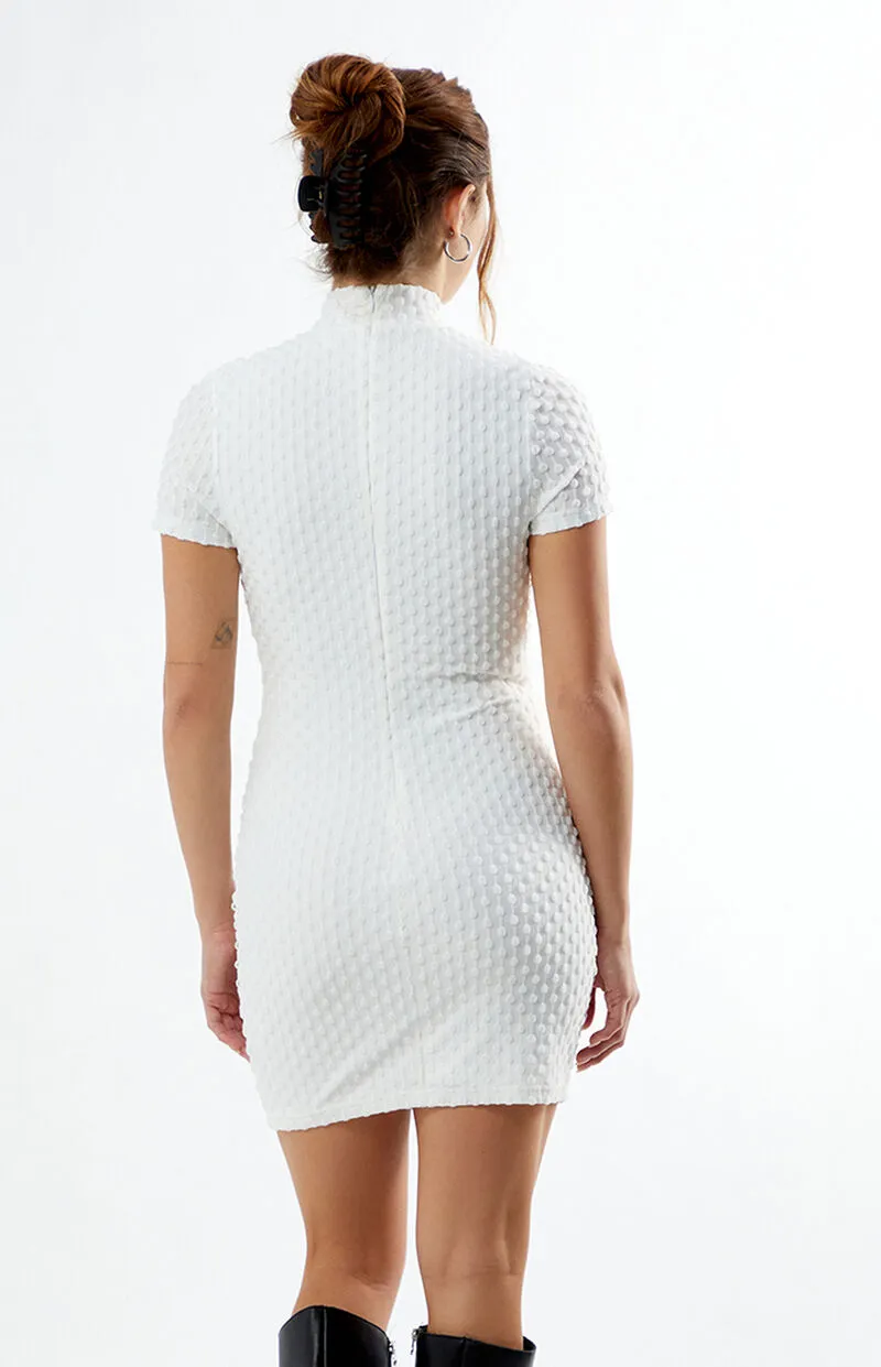 Another Girl High Neck Textured Mini Dress