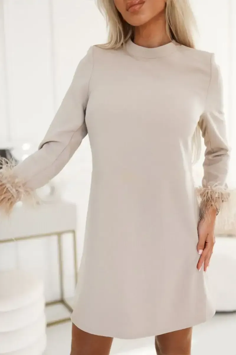 Women's Solid Color Round Neck Dress