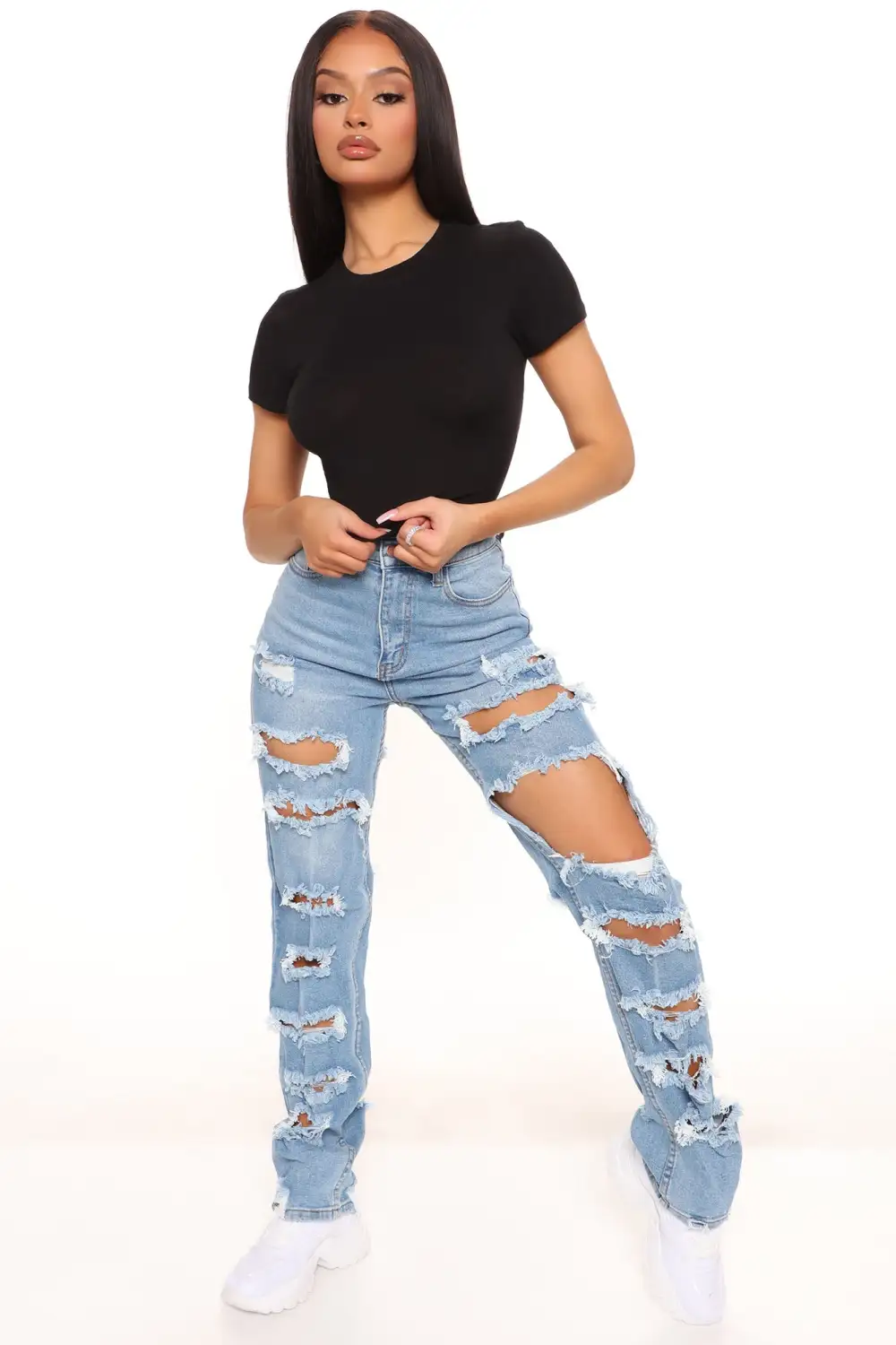 Anna Crew Neck Crop Top - Black