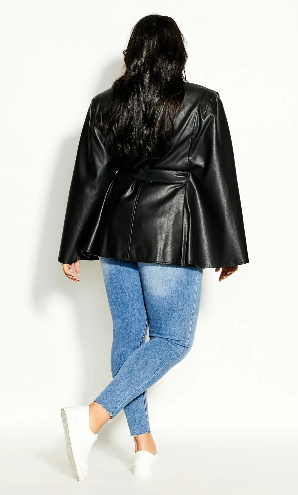 Evans Black Faux Leather Cape Jacket