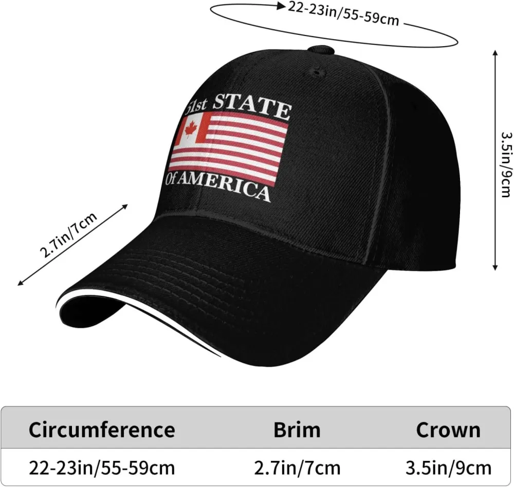 51st State Make Canada 51st State Hat Make America Canada Great Again Hat Cap for Men Women Black