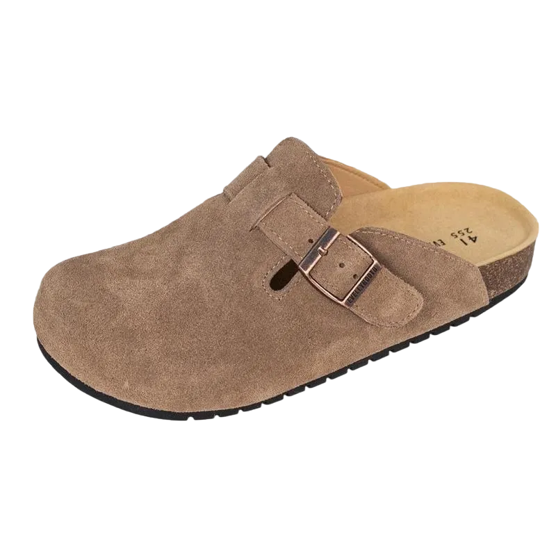 Women's and Men's Round-Toe Cork Insoles Flat Buckle Fashion Walking Shoes