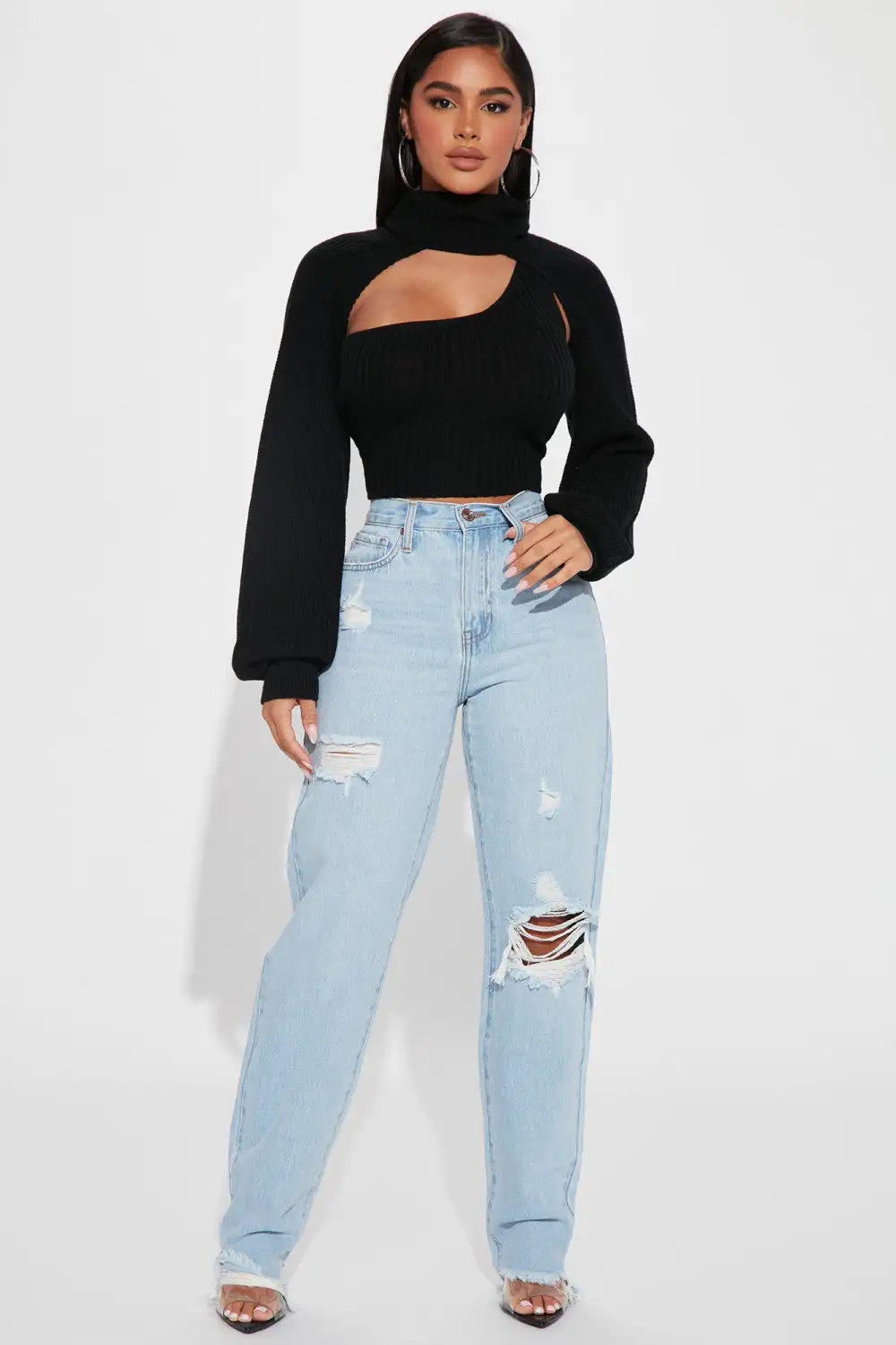 Feel It Out Turtleneck Sweater Set - Black