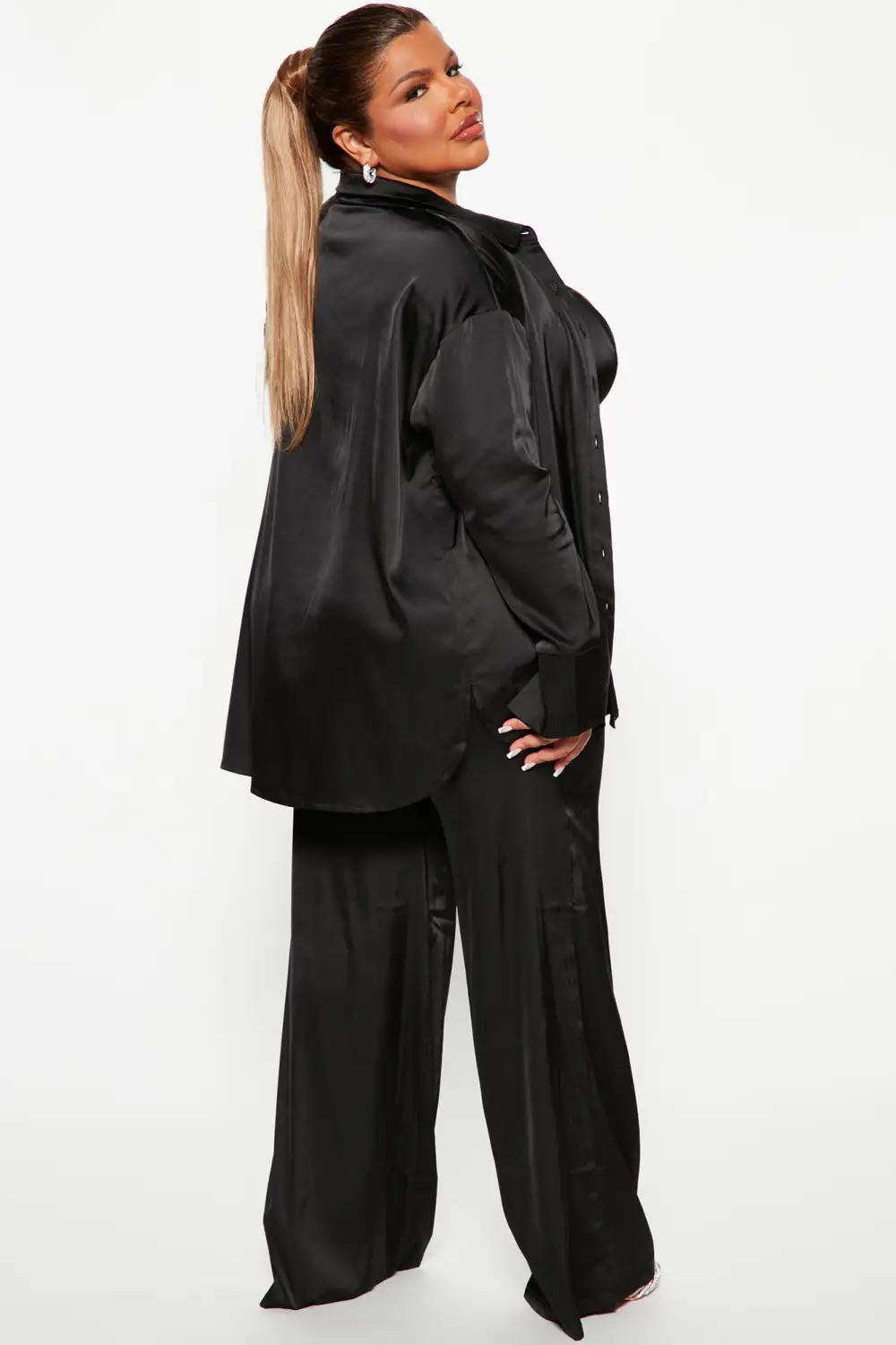 Sexy In Satin 3 Piece Pant Set - Black