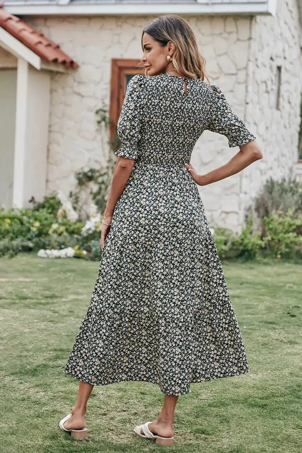 Summer Ruffle Bohemian Tiered Smocked Maxi Dress